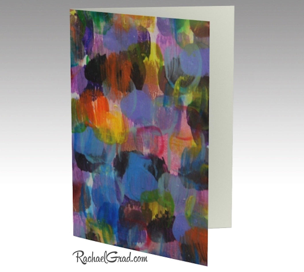Greeting Card Set of 3 Abstract Art Note Cards by Artist Rachael Grad | Blue Purple Artwork Stationery Note Card, Colorful Eco-Friendly Recycled Paper Blank Inside