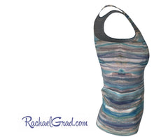 Load image into Gallery viewer, tank top with blue grey stripes by Toronto Artist Rachael Grad side view 
