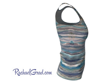 tank top with blue grey stripes by Toronto Artist Rachael Grad side view 