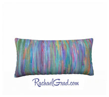 Load image into Gallery viewer, 24 x 12 pillowcase with teal blue stripes art by artist Rachael Grad
