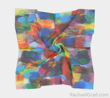 Load image into Gallery viewer, Dot Series 4 Square Scarf Yellow Turquoise-Square Scarf-rachaelgrad-rachaelgrad artsy abstract colorful artwork multicolor