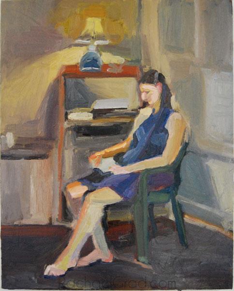 Woman Reading, Oil on Canvas Painting, 2009 Rachael Grad Art Artist