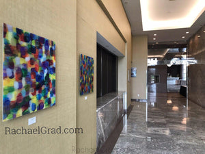 Yellow and Purple Multicolor High Gloss Abstract Art with in 4 Square Sizes outside markham ballroom rachael grad