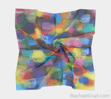 Load image into Gallery viewer, Dot Series 5 Square Scarf Yellow Turquoise-Square Scarf-rachaelgrad-rachaelgrad artsy abstract colorful artwork multicolor