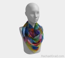 Load image into Gallery viewer, Dot Series 5 Square Scarf Yellow Turquoise-Square Scarf-rachaelgrad-rachaelgrad artsy abstract colorful artwork multicolor