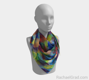 Dot Series 7 Square Scarf Multicolor Yellow and Purple-Square Scarf-rachaelgrad-rachaelgrad artsy abstract colorful artwork multicolor