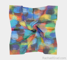 Load image into Gallery viewer, Dot Series 6 Square Scarf Yellow Turquoise-Square Scarf-rachaelgrad-rachaelgrad artsy abstract colorful artwork multicolor