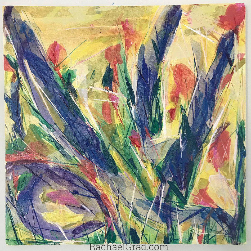 Yellow Abstract Marks 2 Painting-Original Art-Canadian Artist Rachael Grad